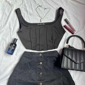 Boohoo Black Corset Top (No Boning)