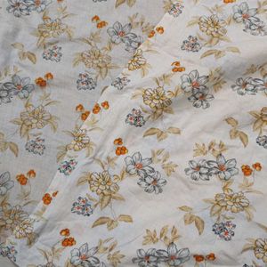 White Floral Bedsheet With 2 Pillow Covers