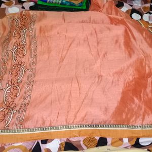 Flowers Art Desginable Orange Saree