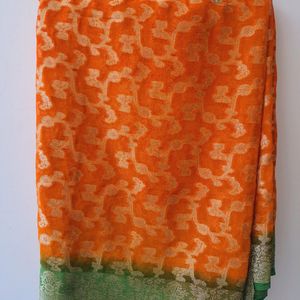 Embellished Orange Saree