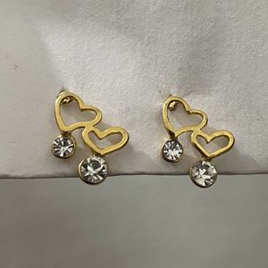 Golden Heart Stud Earrings