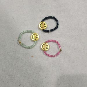 Smiley Rings With Glass Beads