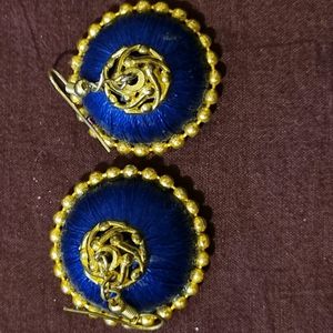 Blue Silk Thread Earings