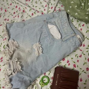 Denim Smiley Short