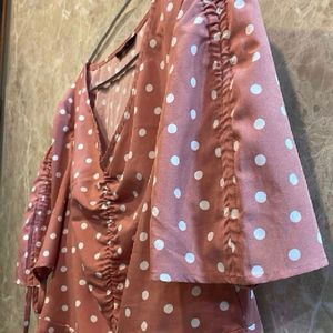 Polka Dotted Peach Pink Top