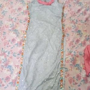 Silverish Grey Kurti Set (Suit+Pant)