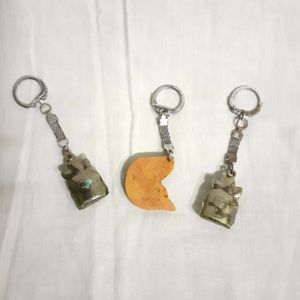 3 Keychains Combo Ganesh Keychain Fish Key Chain