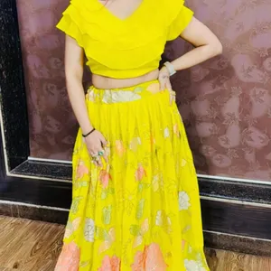 Beautiful Yellow Party Wear stylish  Lehnga Choli