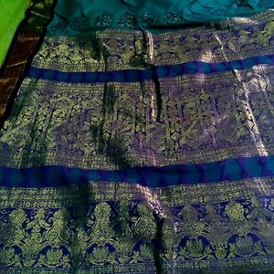 Silk Skyblue Colour Saree(No Blouse)