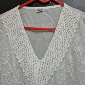 White Embroidered Kurti