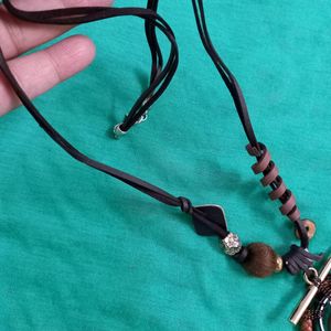 Leather Cord Necklace Chain Multilayer Pendant