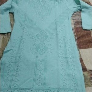 Woolen Sky Blue Kurti