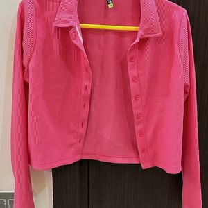 BRAND NEW HOT PINK SHIRT STYLE CROP TOP