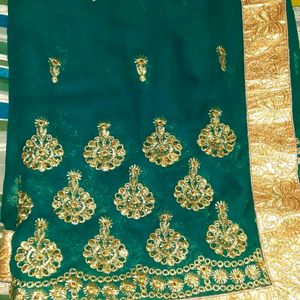 Party Wedding Wear Golden Printed Saree