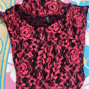 Black Pink Party Wear Top