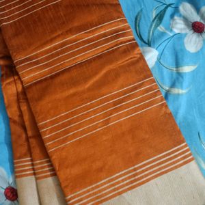 Saree Orange And Grey