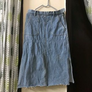 Highwaisted Denim Skirt with Slits (Waist- 30)