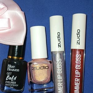 COMBO (Lipgloss, Blush Brushes, Bows, Earrings