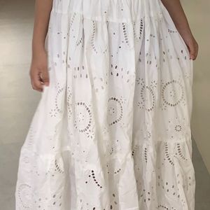 Long white skirt with chikan work