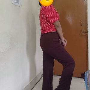 High Waisted Maroon Trouser