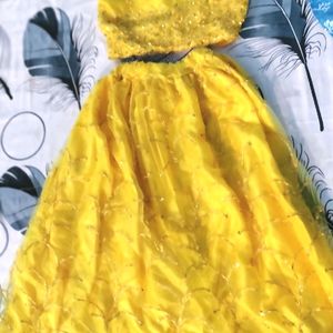 ◔◡◔)っYELLOW WEDDING LAHENGA 3PEACE DRESS