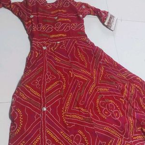 Bandej Red Anarkali Style Kurti