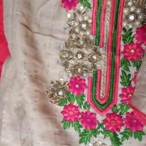 Silk Kurta And Pant Suit With Pure Shiffon Dupatta