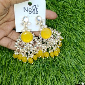 Kundan Earring Yellow