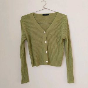 Korean Green Ribbed Top.