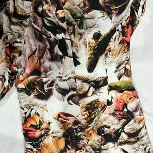 Birds printed multicoloured dress