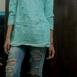 Both Jeans And Short Kurti Combo