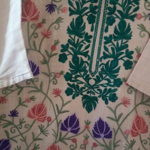 Khadi Kurti With Embroidery Pattern