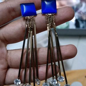 Blue And Golden Earrings