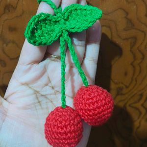 Crochet Cherry Keychain/ Bag Charm