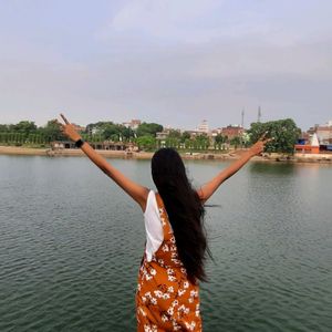 Printed Brown Pinafore Dress