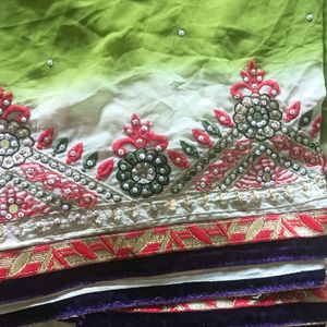 Stone Mirror Work Saree