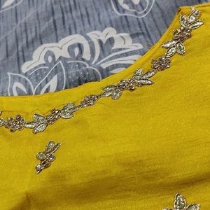 Yellow Stitched Embroidered Blouse