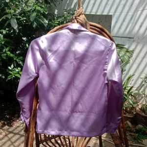 Beautiful Purple Satin Shirt For Women