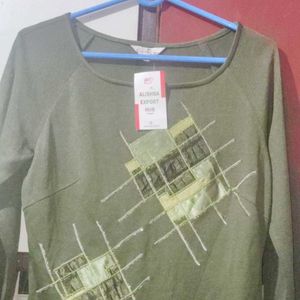 Olive Green Party Wear Tshirt