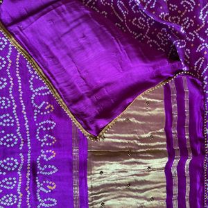 Bandhani Pure Gazi Silk Saree With Blouse