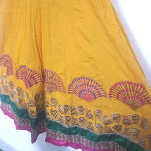 Mango Yellow Embroidery Kurti