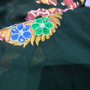 Dark Green Saree