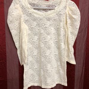 Cream Short Sleeve Top