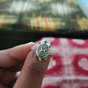 Pure Silver Tortoise Ring