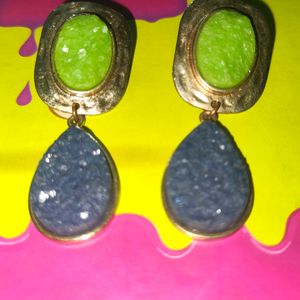 Green And Blue Stone Earrings