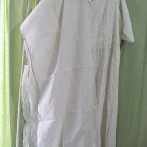 White Kurti Gown With Dupatta