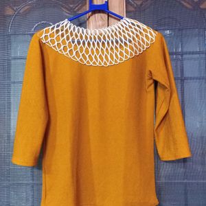 Mustard Yellow High Neck Top (Size: M)