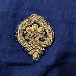 Party wear Blue Kurta With Golden Worked Butis