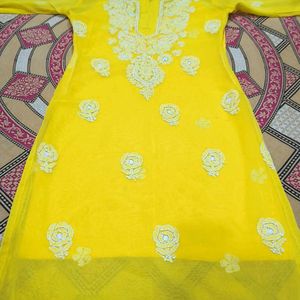 Yellow Chikankari Kurti