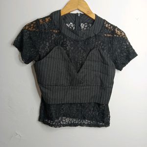 Black Casual Crop Top (Girl' s)